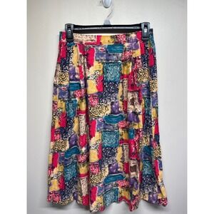 Sag Harbor Women's Skirt Patchwork Print Elastic Waist Midi Skirt Size Small